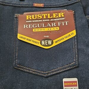Rustler Mens Boot Jeans Size 44x30 Made In‎ USA Regular Fit Makers Of Wrangler